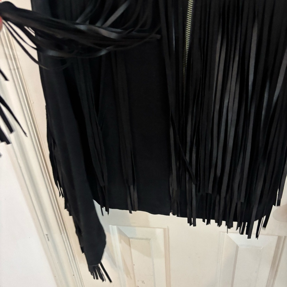 Mackage X Aritzia black suede jacket with fringe - Picture 5 of 6